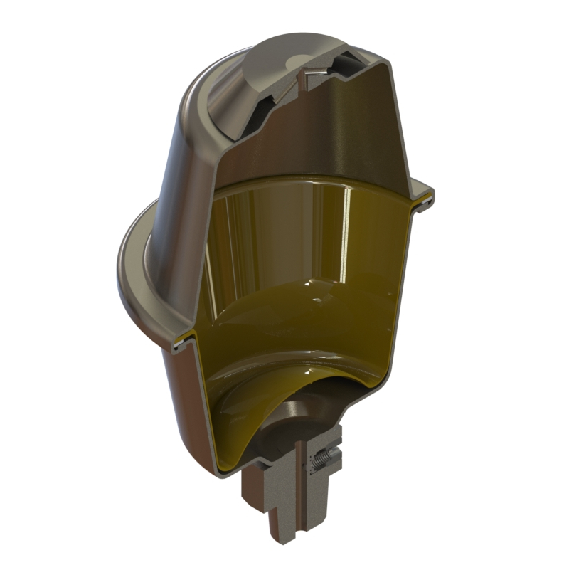 Vista lateral da Câmara de Expansão Malavazi em aço inox, mostrando a configuração da válvula de alívio e do vent superior utilizados em aplicações de vedação industrial.