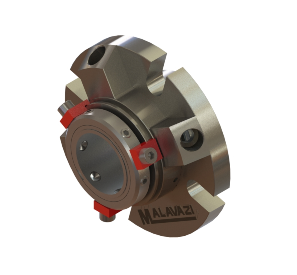 Renderização técnica do selo mecânico Tipo 27 Malavazi, modelo cartucho, utilizado em bombas e equipamentos industriais para garantir vedação confiável em condições severas.